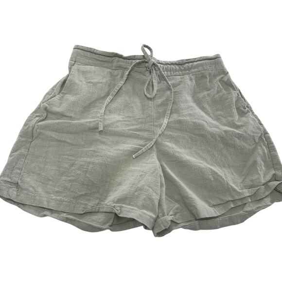 Oak + Fort Shorts Womens Medium Green Drawstring Waist 100% Cotton Casual Summer - Picture 1 of 8